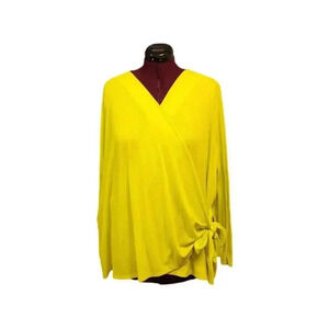 Lane Bryant Womens Plus Size 26/28 Illusion Lime Green Wrap Top Tunic Blouse